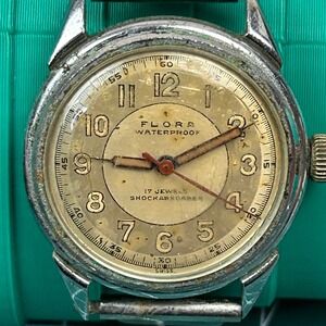 Vintage‎ Flora Waterproof 17 Jewels Shockabsorber Manual Wind Watch Tested